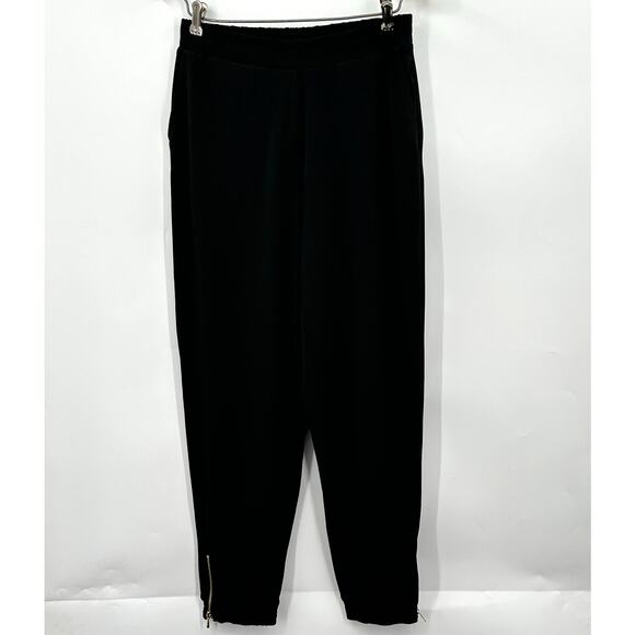 Susan Graver Liquid Knit Jogger Pants Ankle Zip BLACK Womens 2XSP Petite - Picture 1 of 11